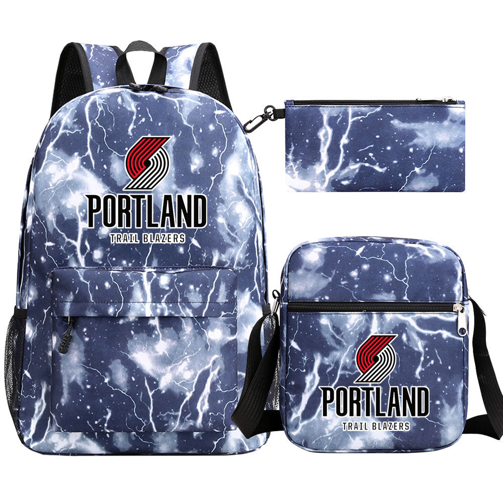 Portland Trail Blazers Schoolbag Backpack Shoulder Bag Pencil Bag 3pcs set for Kids Students