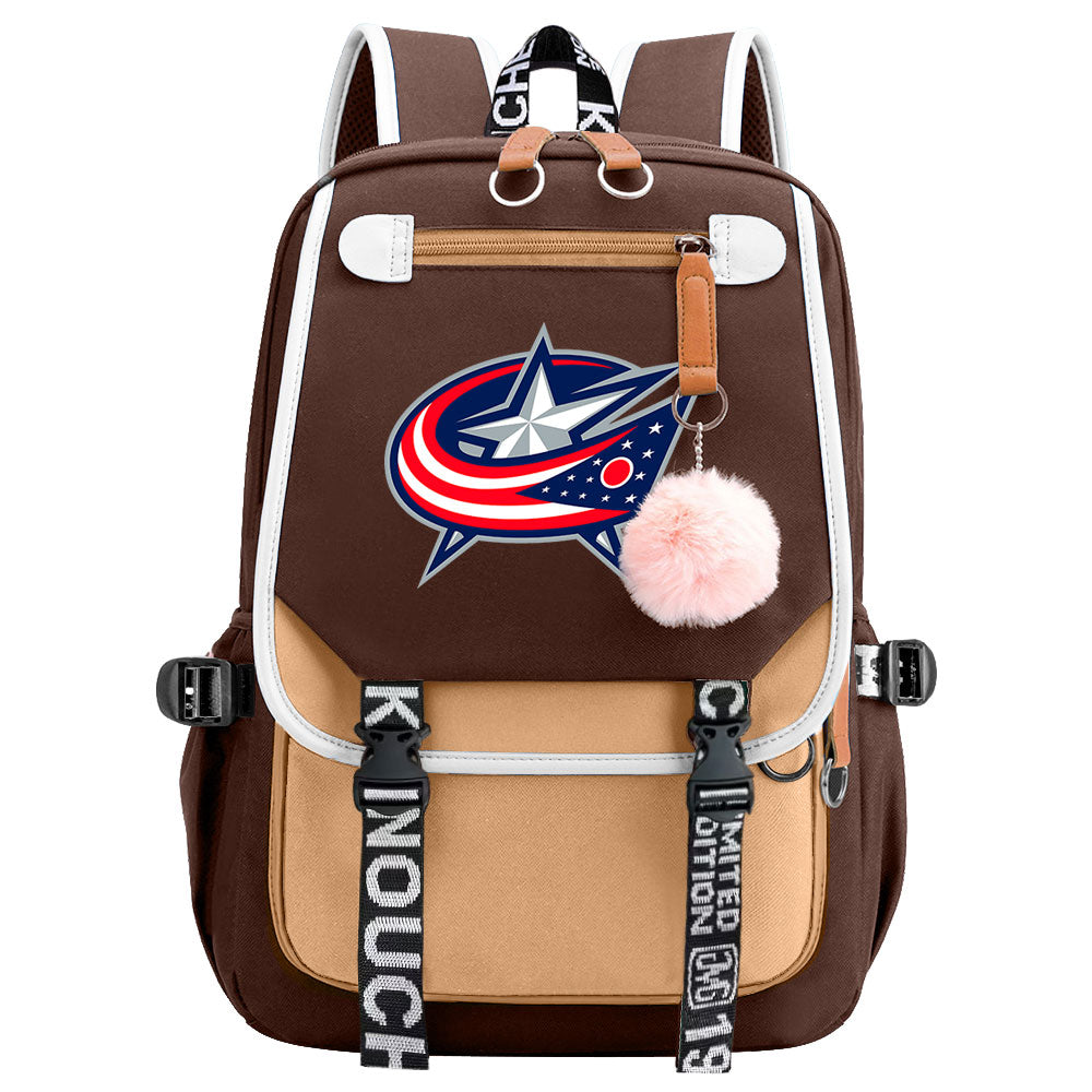 Columbus Blue Jackets Hockey League Waterproof Backpack School Notebook Travel Bag USB Charging