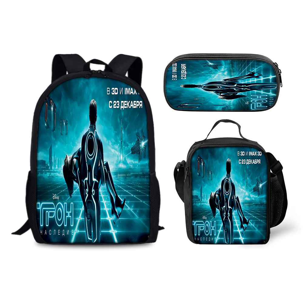 Tron Legacy Backpack Schoolbag Lunch Bag Pencil Bag for Kids Students 3PCS