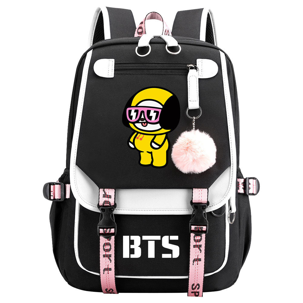BTS Chimmy Waterproof Backpack School Notebook Travel Bag USB Charging