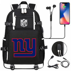 New York Giants Football Team USB Charging Backpack School Notebook Travel Bags