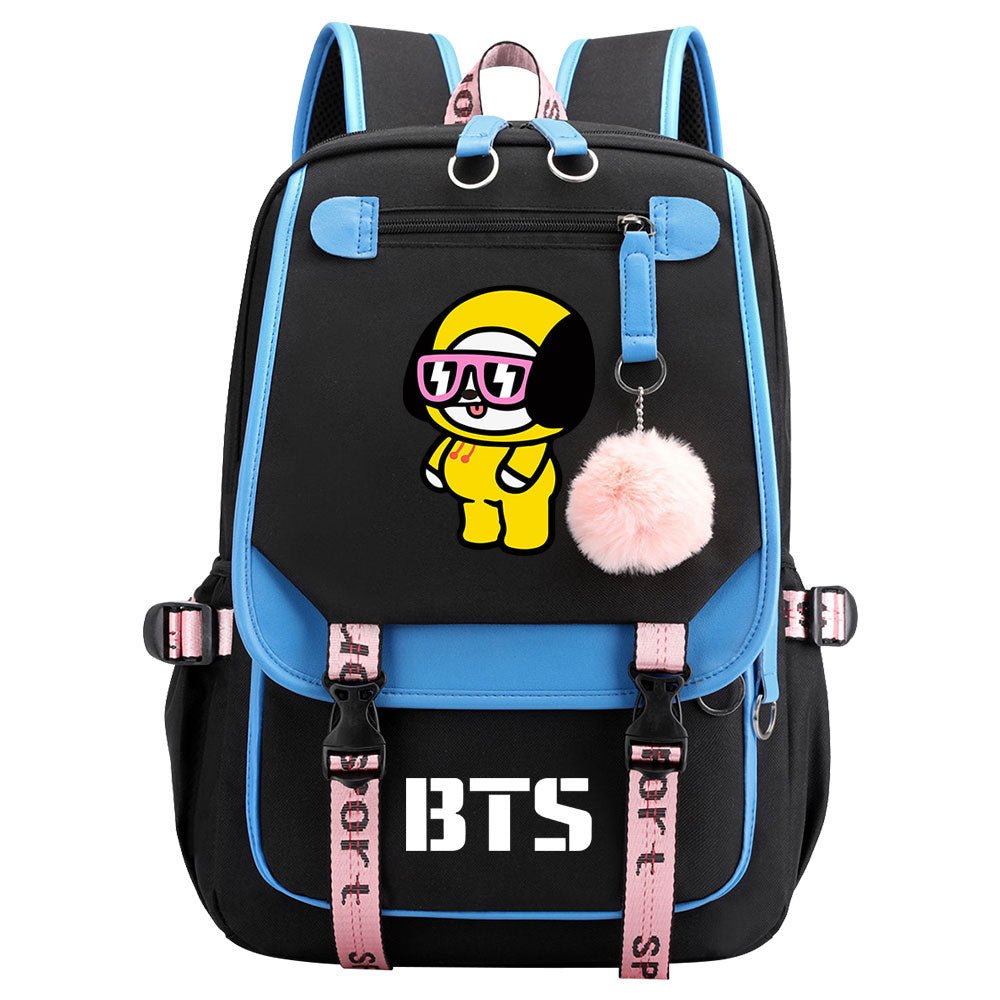 BTS Chimmy Waterproof Backpack School Notebook Travel Bag USB Charging