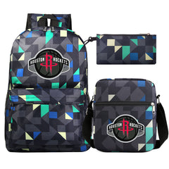 Houston Rockets Schoolbag Backpack Shoulder Bag Pencil Bag 3pcs set for Kids Students