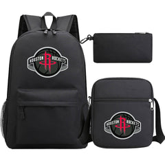 Houston Rockets Schoolbag Backpack Shoulder Bag Pencil Bag 3pcs set for Kids Students
