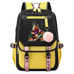 Arizona Coyotes Hockey League Waterproof Backpack School Notebook Travel Bag USB Charging