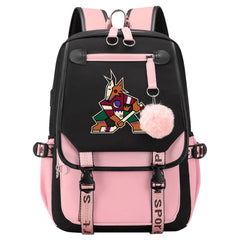 Arizona Coyotes Hockey League Waterproof Backpack School Notebook Travel Bag USB Charging