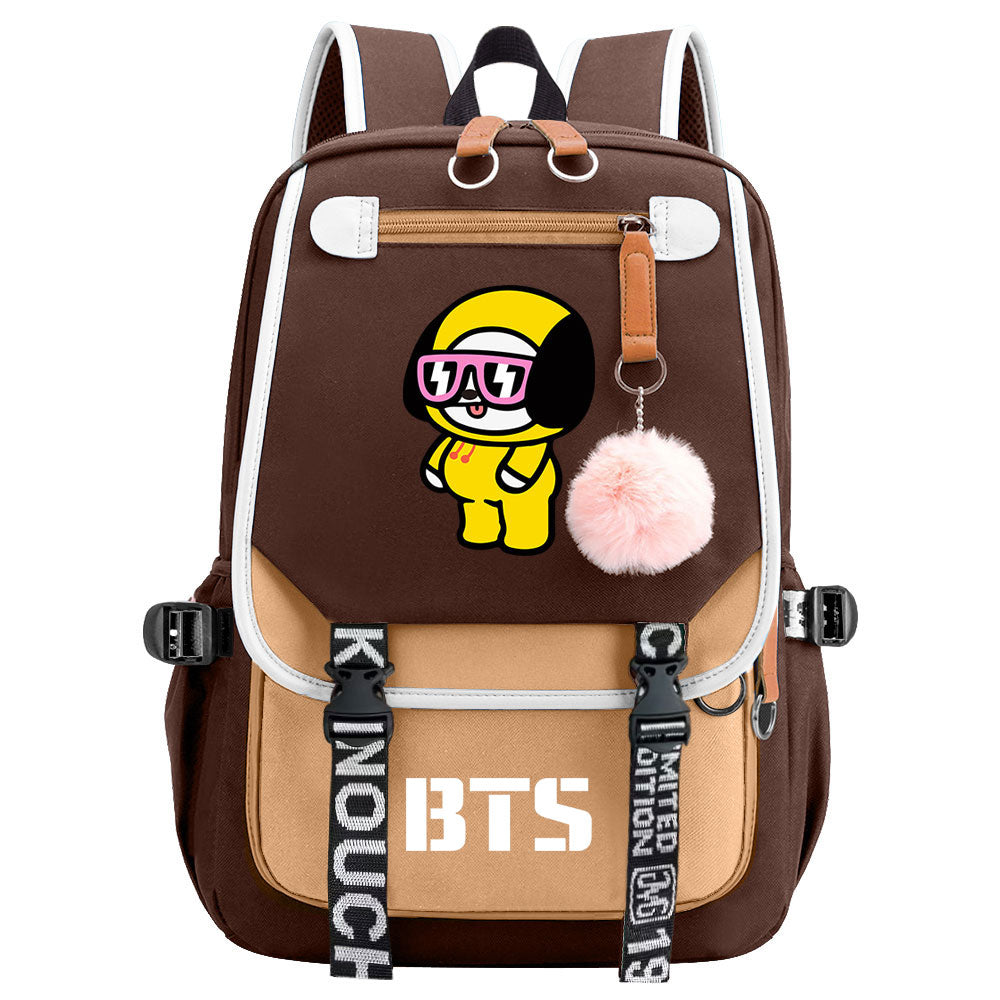 BTS Chimmy Waterproof Backpack School Notebook Travel Bag USB Charging