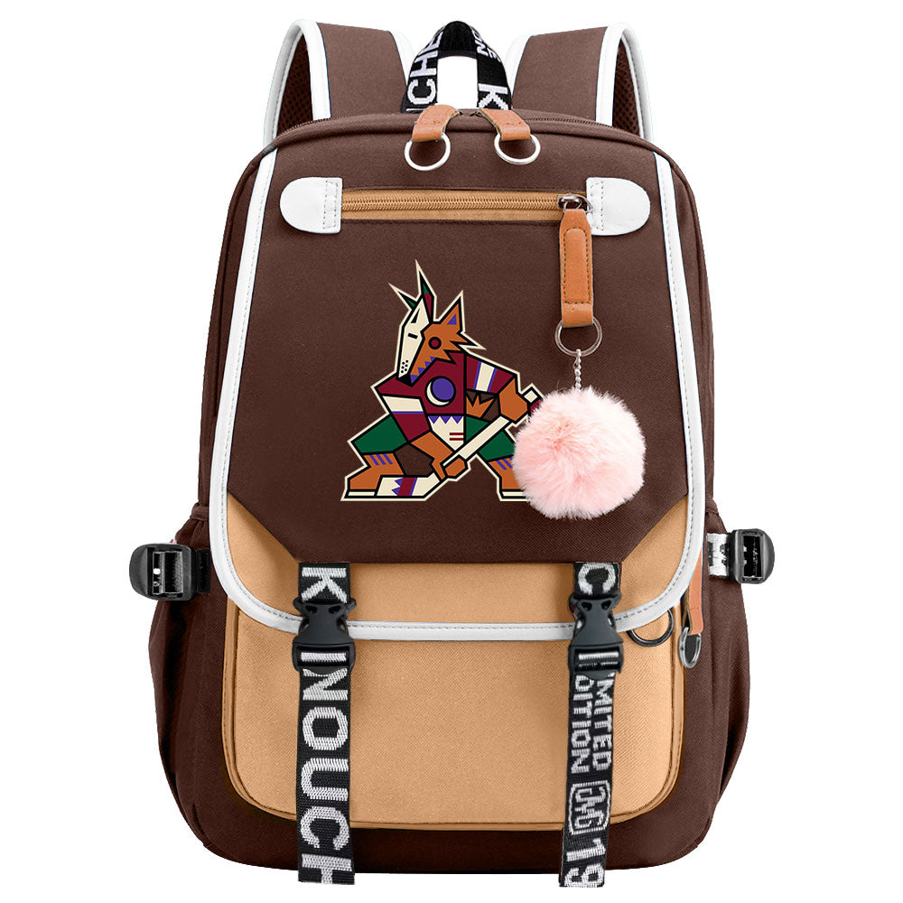 Arizona Coyotes Hockey League Waterproof Backpack School Notebook Travel Bag USB Charging