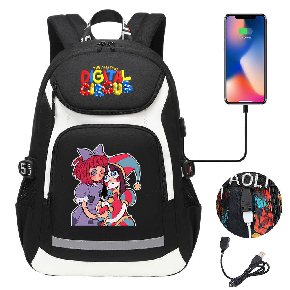 The Amazing Digital Circus USB Charging Backpack School Notebook Travel Bags