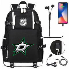 Dallas Stars Hockey League USB Charging Backpack School Notebook Travel Bags