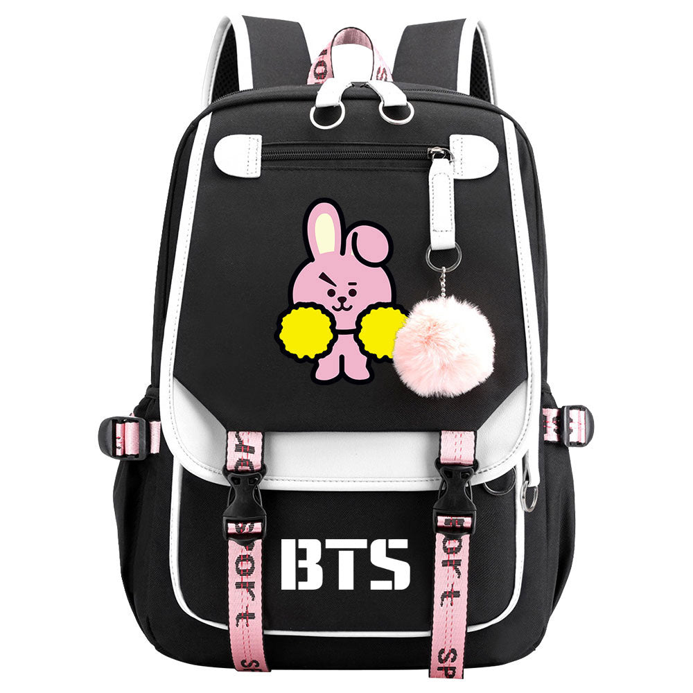 BTS Cooky Waterproof Backpack School Notebook Travel Bag USB Charging