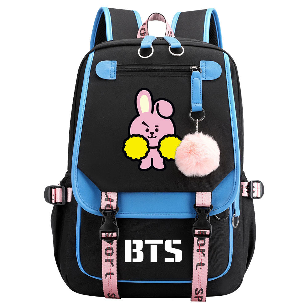 BTS Cooky Waterproof Backpack School Notebook Travel Bag USB Charging
