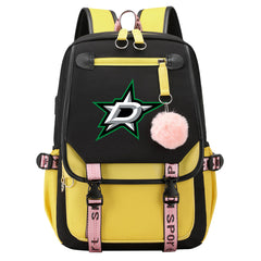Dallas Stars Hockey League Waterproof Backpack School Notebook Travel Bag USB Charging