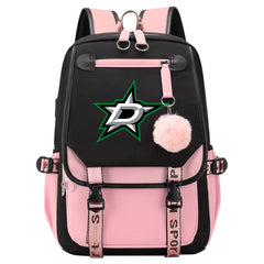 Dallas Stars Hockey League Waterproof Backpack School Notebook Travel Bag USB Charging