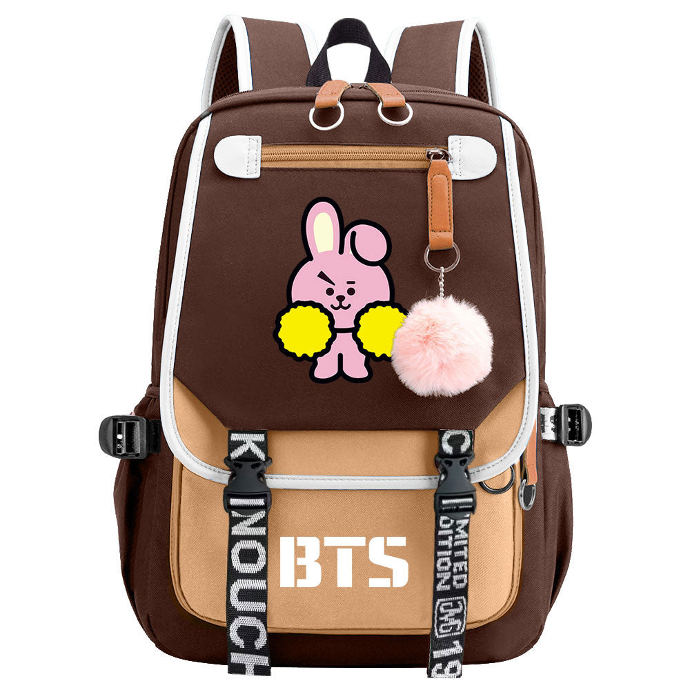 BTS Cooky Waterproof Backpack School Notebook Travel Bag USB Charging