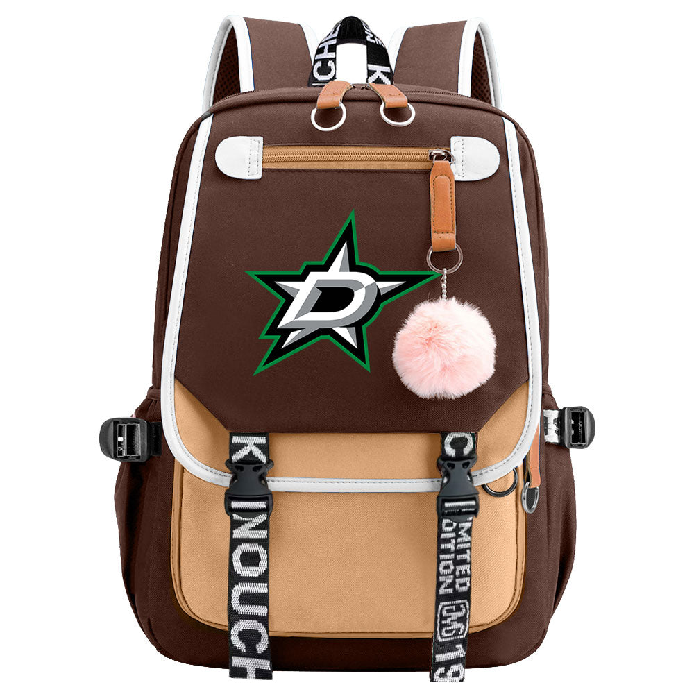 Dallas Stars Hockey League Waterproof Backpack School Notebook Travel Bag USB Charging
