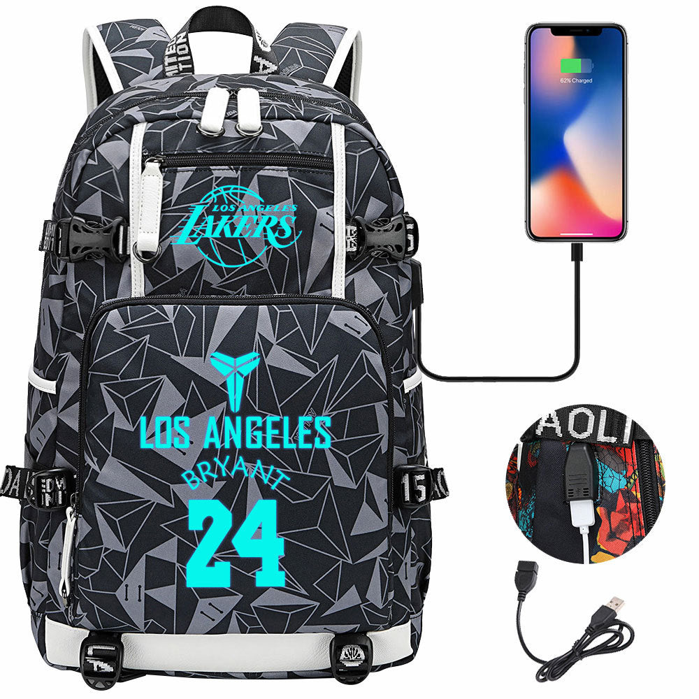 Kobe Black Mamba Curry Bucks Antetokounmpo USB Charging Backpack School Notebook Travel Bags Basketball Bag
