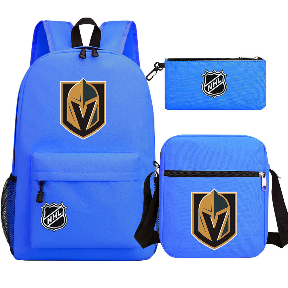 Vegas Golden Knights Hockey League  Printed Schoolbag Backpack Shoulder Bag Pencil Bag 3pcs set for Kids Students