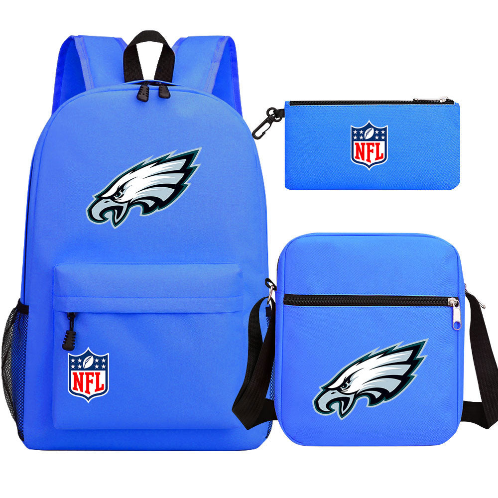 Philadelphia Eagles Football Team Printed Schoolbag Backpack Shoulder Bag Pencil Bag 3pcs set for Kids Students