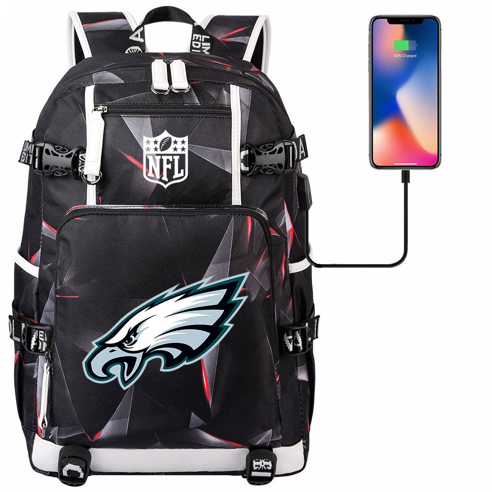 Philadelphia Eagles Football Team USB Charging Backpack School Notebook Travel Bags