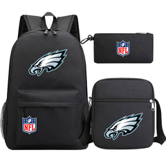 Philadelphia Eagles Football Team Printed Schoolbag Backpack Shoulder Bag Pencil Bag 3pcs set for Kids Students