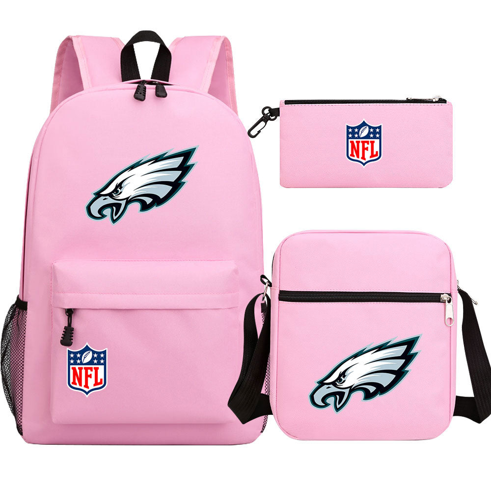 Philadelphia Eagles Football Team Printed Schoolbag Backpack Shoulder Bag Pencil Bag 3pcs set for Kids Students