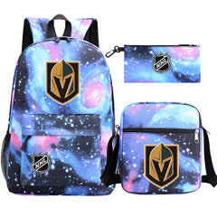 Vegas Golden Knights Hockey League  Printed Schoolbag Backpack Shoulder Bag Pencil Bag 3pcs set for Kids Students