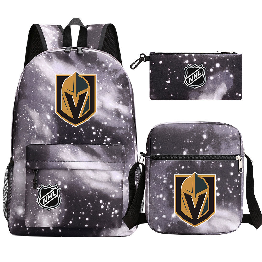 Vegas Golden Knights Hockey League  Printed Schoolbag Backpack Shoulder Bag Pencil Bag 3pcs set for Kids Students