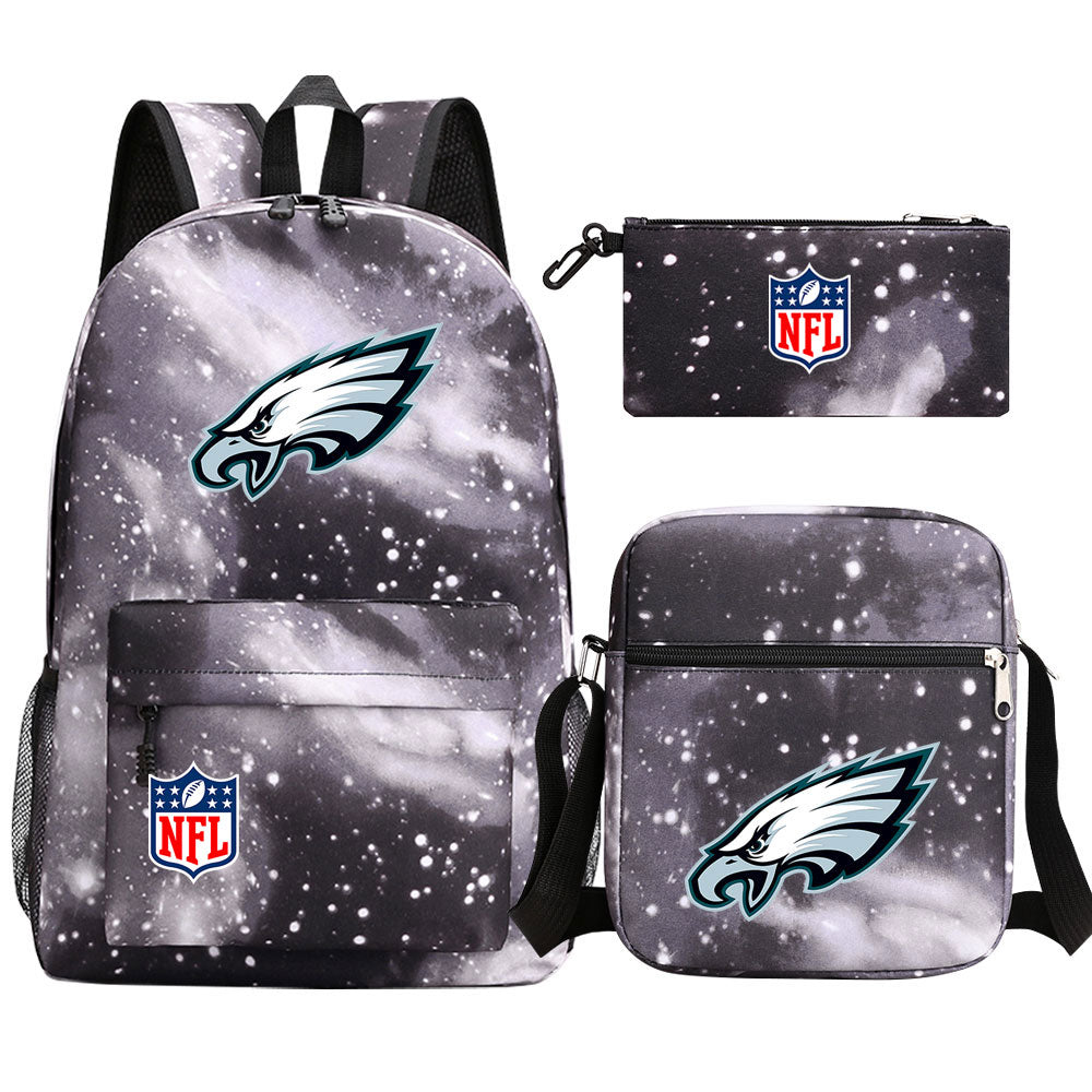 Philadelphia Eagles Football Team Printed Schoolbag Backpack Shoulder Bag Pencil Bag 3pcs set for Kids Students