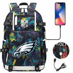 Philadelphia Eagles Football Team USB Charging Backpack School Notebook Travel Bags