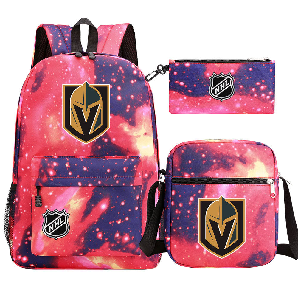 Vegas Golden Knights Hockey League  Printed Schoolbag Backpack Shoulder Bag Pencil Bag 3pcs set for Kids Students