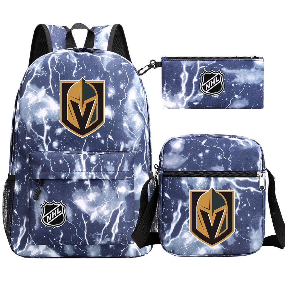 Vegas Golden Knights Hockey League  Printed Schoolbag Backpack Shoulder Bag Pencil Bag 3pcs set for Kids Students