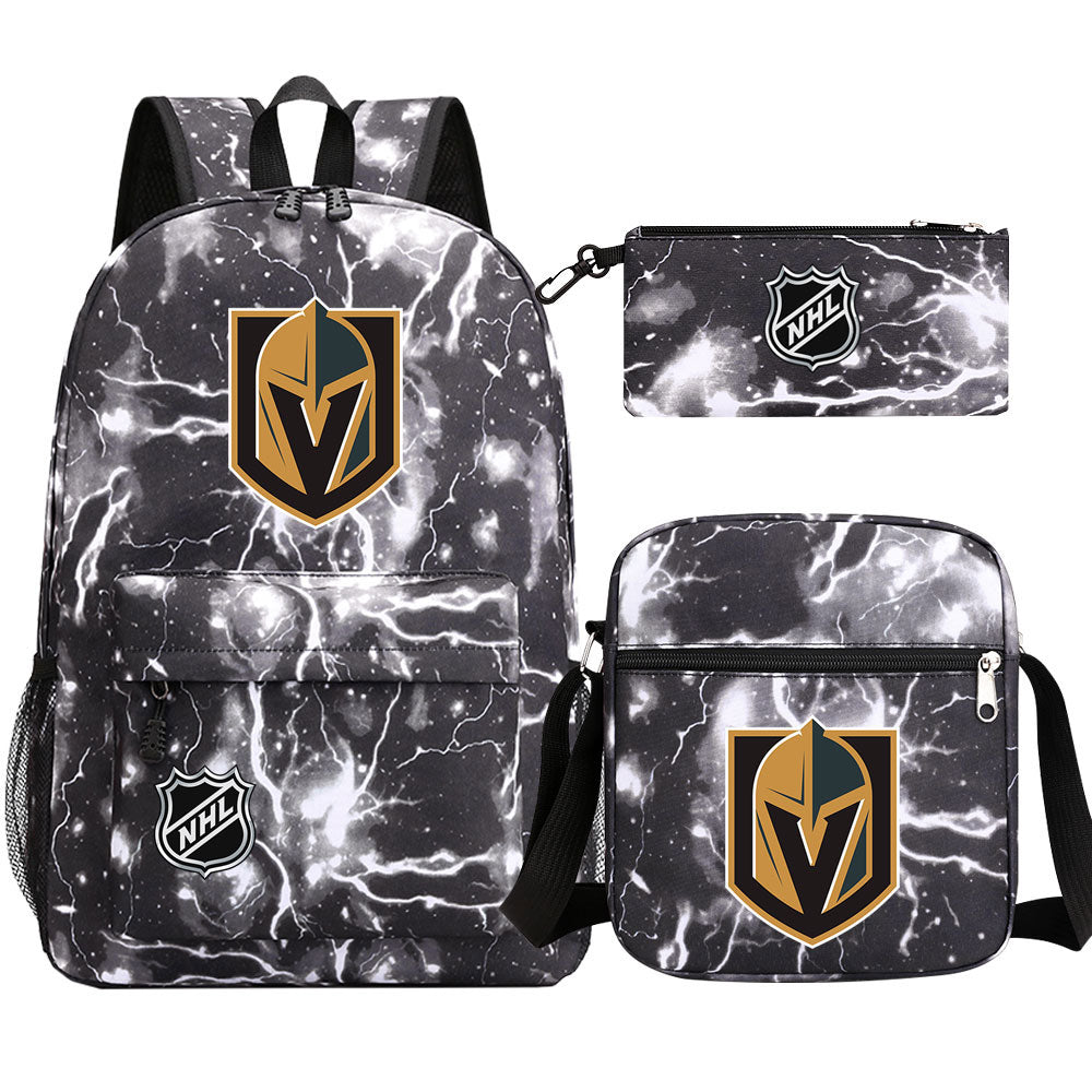 Vegas Golden Knights Hockey League  Printed Schoolbag Backpack Shoulder Bag Pencil Bag 3pcs set for Kids Students