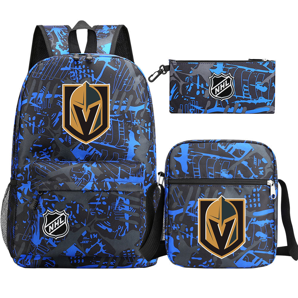 Vegas Golden Knights Hockey League  Printed Schoolbag Backpack Shoulder Bag Pencil Bag 3pcs set for Kids Students