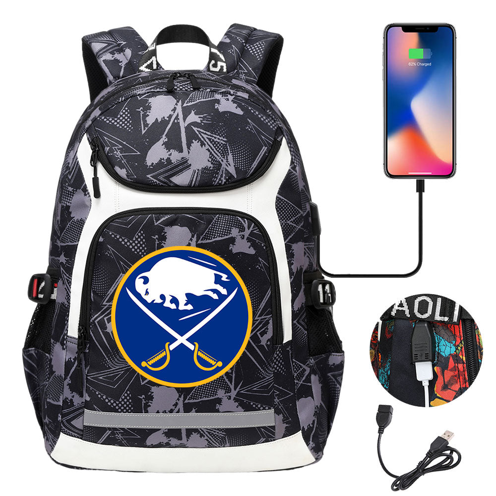 Seattle Kraken Boston Bruins Ottawa Senators Detroit Red Wings Buffalo Sabres USB Charging Backpack School Notebook Travel Bags