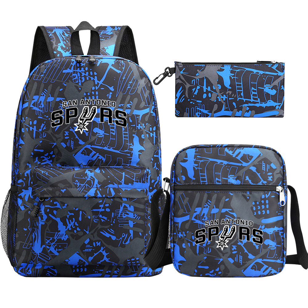 San Antonio Spurs Schoolbag Backpack Shoulder Bag Pencil Bag 3pcs set for Kids Students