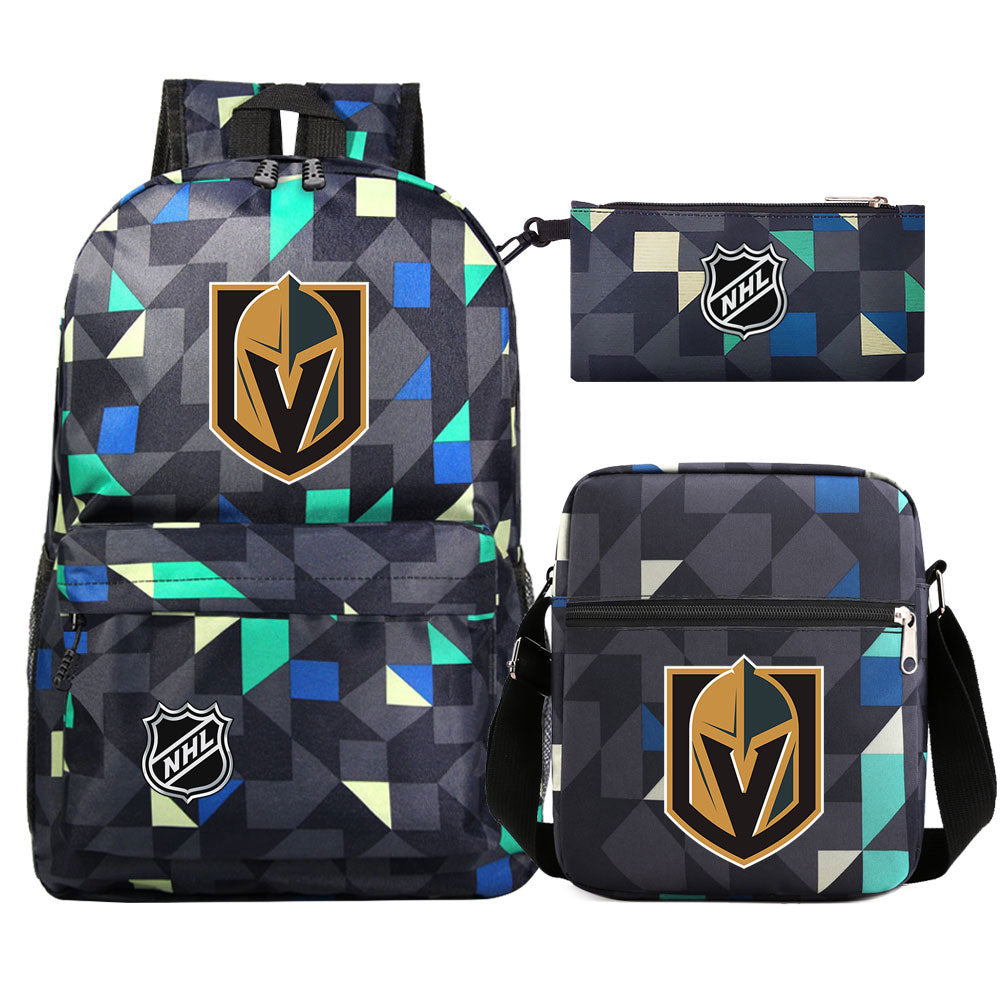 Vegas Golden Knights Hockey League  Printed Schoolbag Backpack Shoulder Bag Pencil Bag 3pcs set for Kids Students