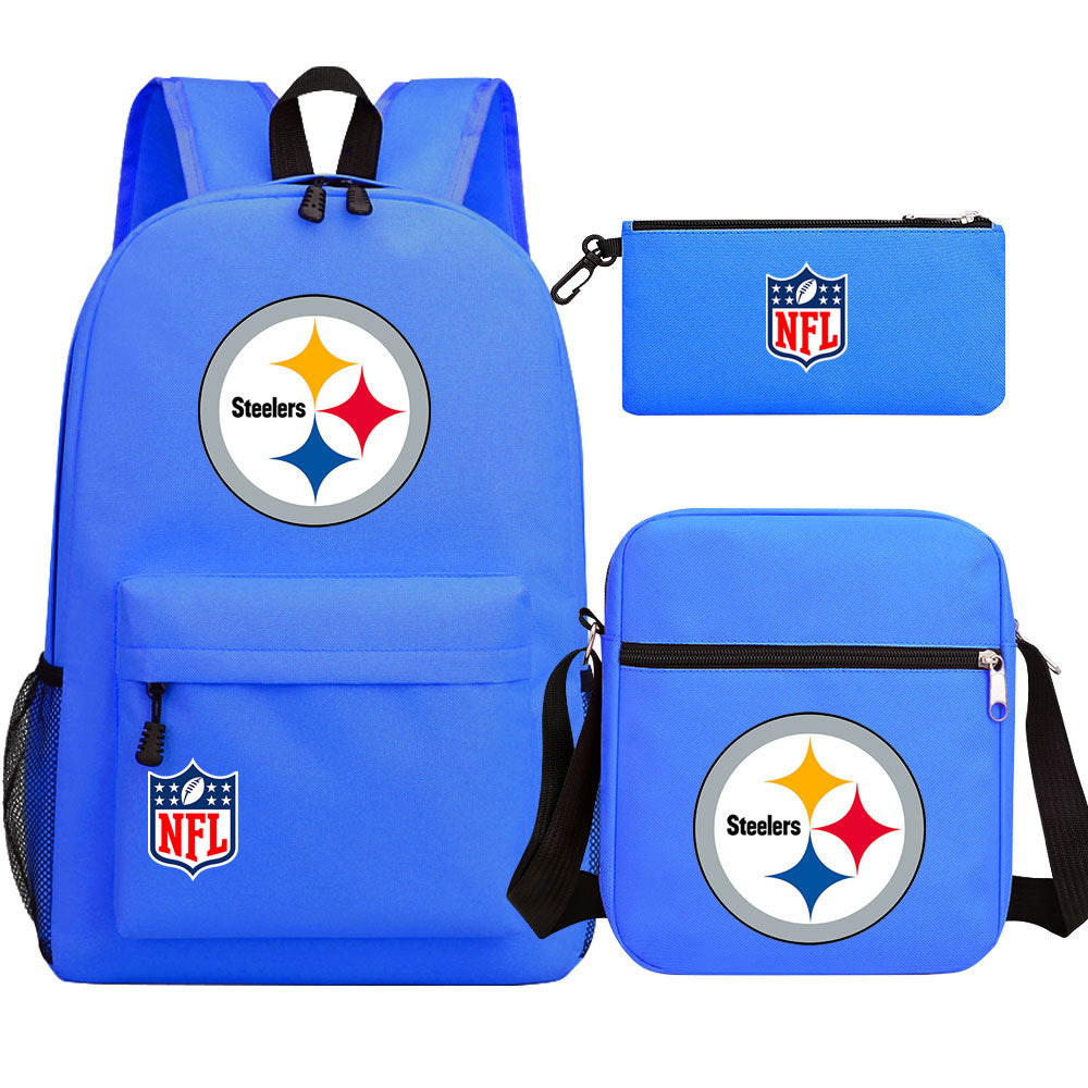 Pittsburgh Steelers Football Team Printed Schoolbag Backpack Shoulder Bag Pencil Bag 3pcs set for Kids Students