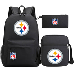 Pittsburgh Steelers Football Team Printed Schoolbag Backpack Shoulder Bag Pencil Bag 3pcs set for Kids Students