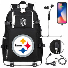 Pittsburgh Steelers Football Team USB Charging Backpack School Notebook Travel Bags