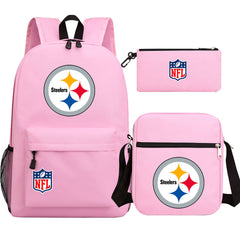 Pittsburgh Steelers Football Team Printed Schoolbag Backpack Shoulder Bag Pencil Bag 3pcs set for Kids Students