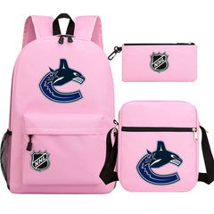 Vancouver Canucks Hockey League  Printed Schoolbag Backpack Shoulder Bag Pencil Bag 3pcs set for Kids Students