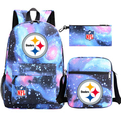 Pittsburgh Steelers Football Team Printed Schoolbag Backpack Shoulder Bag Pencil Bag 3pcs set for Kids Students