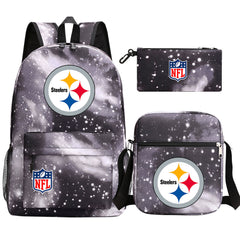 Pittsburgh Steelers Football Team Printed Schoolbag Backpack Shoulder Bag Pencil Bag 3pcs set for Kids Students