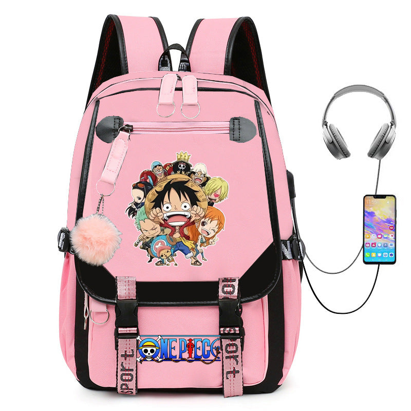 One Piece Waterproof Backpack School Notebook Travel Bags USB Charging