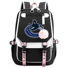Vancouver Canucks Hockey League Waterproof Backpack School Notebook Travel Bag USB Charging