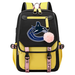 Vancouver Canucks Hockey League Waterproof Backpack School Notebook Travel Bag USB Charging