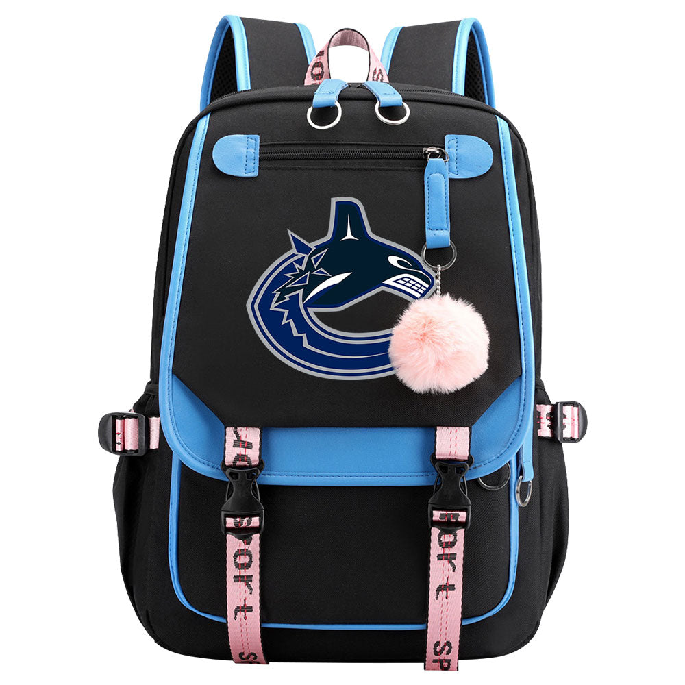 Vancouver Canucks Hockey League Waterproof Backpack School Notebook Travel Bag USB Charging