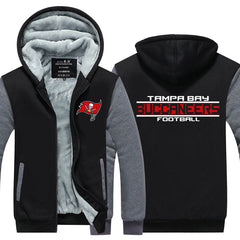 Tampa Bay Football Team Buccaneers Unisex Lined Hoodie Fleece Sweatshirt Full Zipper Hooded Thicken Jacket