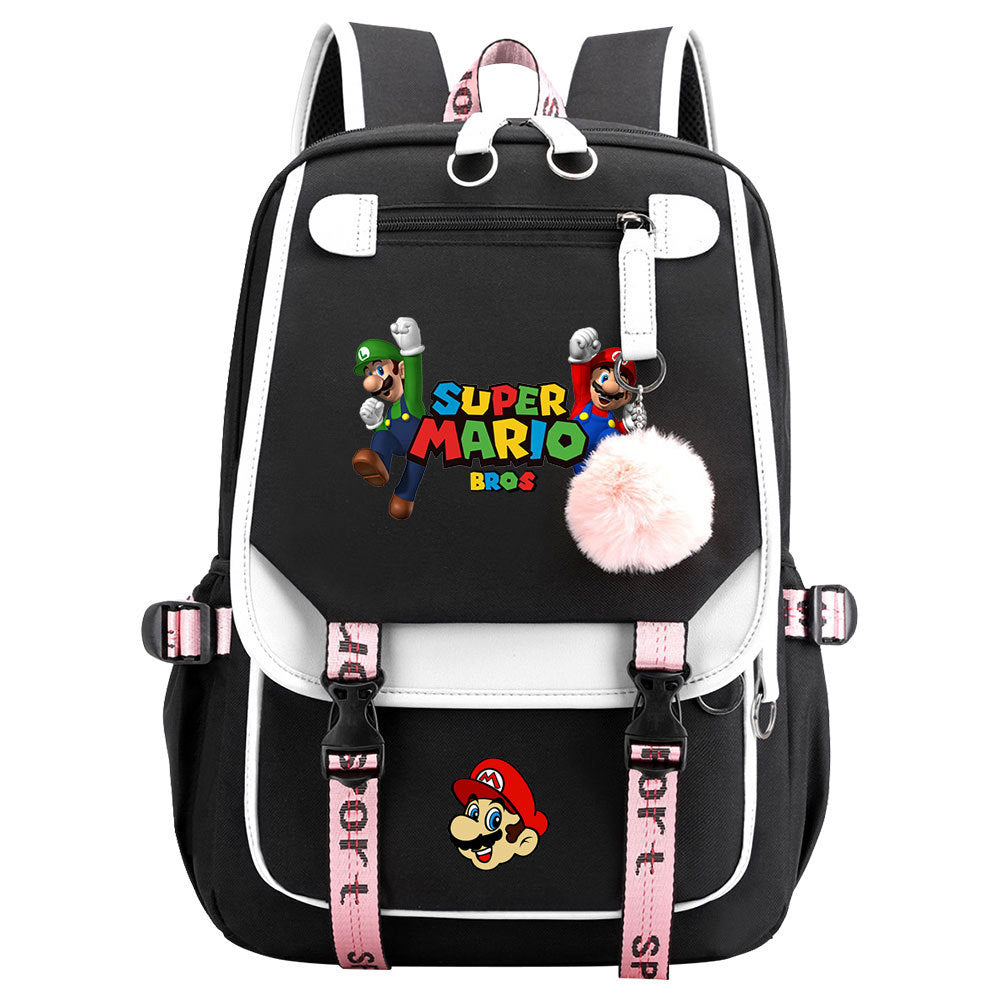 Super Mario Waterproof Backpack School Notebook Travel Bags USB Charging